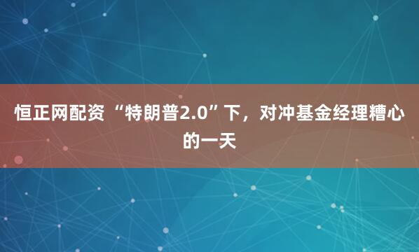 恒正网配资 “特朗普2.0”下，对冲基金经理糟心的一天